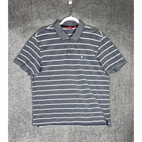 Izod Other - IZOD Polo Shirt Mens Size XL Gray-Blue White Striped Cotton Short Sleeve